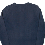 TOMMY HILFIGER Womens Jumper Blue V-Neck Cable Knit M