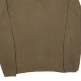 TOMMY HILFIGER Womens Jumper Green V-Neck Tight Knit L