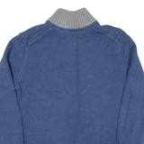 TOMMY HILFIGER Mens Heavy Knit Jumper Blue 1/4 Zip Cable Knit L