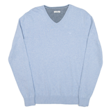 TOM TAILOR Mens Jumper Blue V-Neck Tight Knit M