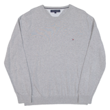 TOMMY HILFIGER Mens Jumper Grey Tight Knit L