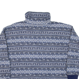 ASHLY BRENT Womens Patterned Fleece Blue Crazy Pattern 1/4 Zip L