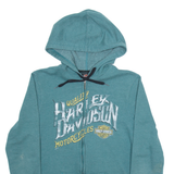 HARLEY DAVIDSON Womens Green Hoodie Full Zip M