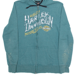 HARLEY DAVIDSON Womens Green Hoodie Full Zip M