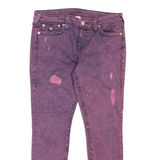 TRUE RELIGION Distressed Womens Jeans Pink Slim Skinny W32 L29