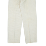 Belted Striped Womens Trousers Beige Regular Straight W30 L30