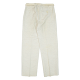 Belted Striped Womens Trousers Beige Regular Straight W30 L30