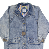 CURRENT SEEN Acid Wash Womens Overcoat Coat Blue 90s M