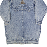 CURRENT SEEN Acid Wash Womens Overcoat Coat Blue 90s M