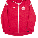 ADIDAS Canada University Sport Mens Rain Jacket Red USA Hooded M