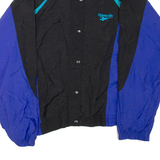 REEBOK Mens Track Jacket Black Nylon Colourblock L