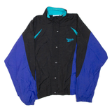 REEBOK Mens Track Jacket Black Nylon Colourblock L