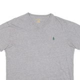 POLO RALPH LAUREN Mens T-Shirt Grey V-Neck S