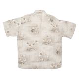 CAMPIA Mens Hawaiian Shirt Beige Crazy Pattern M