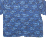 GEORGE Mens Hawaiian Shirt Blue Crazy Pattern XL