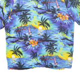 ALOHA HUT Mens Hawaiian Shirt Blue Crazy Pattern 2XL