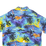 ALOHA HUT Mens Hawaiian Shirt Blue Crazy Pattern 2XL