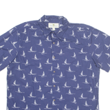 ISLAND SHORES Mens Hawaiian Shirt Blue Crazy Pattern L