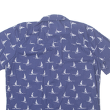 ISLAND SHORES Mens Hawaiian Shirt Blue Crazy Pattern L