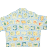 CAMPIA Mens Hawaiian Shirt Blue Crazy Pattern L