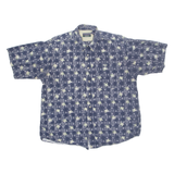 TRADER BAY Mens Hawaiian Shirt Blue Floral L
