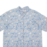 COLUMBIA Mens Hawaiian Shirt Blue Crazy Pattern XL