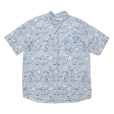 COLUMBIA Mens Hawaiian Shirt Blue Crazy Pattern XL