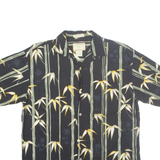 HIBISCUS HAWAII Mens Hawaiian Shirt Black Crazy Pattern M
