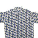 URBAN WORKS Mens Shirt Blue Crazy Pattern XL