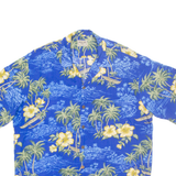 ALOHA HUT Mens Hawaiian Shirt Blue Floral XL
