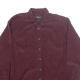 EDDIE BAUER Mens Corduroy Shirt Red Check Long Sleeve XL