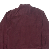 EDDIE BAUER Mens Corduroy Shirt Red Check Long Sleeve XL