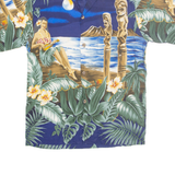 HAWAIIAN JOB Mens Hawaiian Shirt Blue Crazy Pattern S