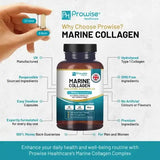 Marine Collagen with Hyaluronic Acid 1100mg - 90 Capsules Boosted with Hyaluronic Acid, Vitamins C, E, B2, Biotin, Copper, Zinc and Iodine | for Women and Men