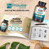 Marine Collagen with Hyaluronic Acid 1100mg - 90 Capsules Boosted with Hyaluronic Acid, Vitamins C, E, B2, Biotin, Copper, Zinc and Iodine | for Women and Men
