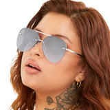 Smaller Megan 2 - Silver Metal Aviator Sunglasses