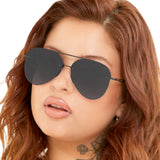 Smaller Megan 2 Jet Black- Tangle Free Aviator Sunglasses