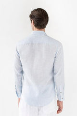 Men's linen shirt Nevada - Pinstripe Blue