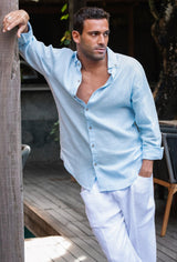 Men's linen shirt Nevada - Sky Blue