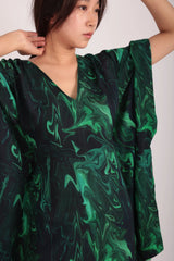 Mini Kaftan in Green Swirl