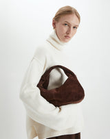 HYER GOODS Mini everyday brown suede shoulder bag #color_chocolate-suede