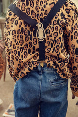 Kids Leopard Sweatshirt - Organic Cotton Raglan Jumper