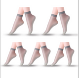 Anyfootwear 10 Pairs Free Size Women Fashion Socks Velvet Silk Breathable Soft Cotton Bottom Non-Slip Moisture Wicking Spring Summer Grey