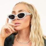 Kat x Money Moves - Silver Cateye Sunglasses