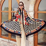 Anyyou 100% Merino Wool Black Beige Garden Neck Wrap Silk Satin Large Winter Scarf Pashmina Shawl Bandana Perfect For Women Ladies Fashion Style