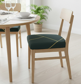 Anyseat Dark Green Gold Linear Print Chair Cover – Stretch Washable Removable Seat Cover for Dining & Kitchen