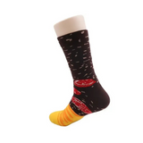 Anyfootwear 3 Pairs Multi-Color Black Size 5-11 Fashion Socks Pizza Sushi Design Happy Harajuku Style Skate Cotton Comfortable Casual Socks Perfect Christmas Gift