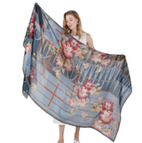 Anyyou 100% Mulberry Silk Spruce Blue Long Scarf for Women Luxury Beach Shawl Swimwear Cover-Up Pashmina Wrap Foulard