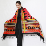 Anyyou 100% Merino Wool Red Native West Silk Satin Large Winter Scarf Pashmina Shawl Bandana Perfect For Women Ladies Fashion Style