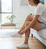 Anyfootwear 5 Pairs Yellow Size 5-9 Heart Tull Glass Silk Design With Transparent Thin Mesh Color full Nylon Socks For Ladies